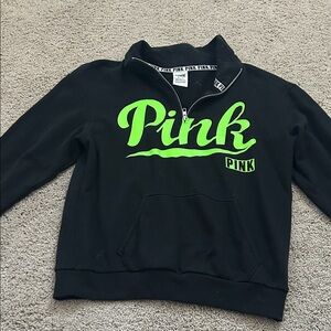 Victoria's Secret Black Pullover with Pink Logo (lime green)